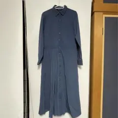 ZARA ◆ アシンメトリープリーツシャツワンピース S