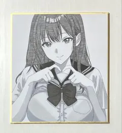 m*可様 手描きイラスト オリジナル 女の子 制服 アナログ 色紙