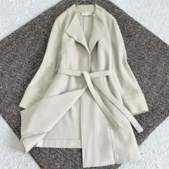 美品✨自由区 ロングコート 縮絨 ベルト フレア 大きいサイズ 44 2XL