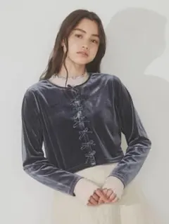 merry jenny ribbonベロアカーディガン