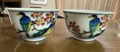 九谷　花と鳥の絵柄 湯飲み 2個　たちきち　湯呑み2個 合計4個　セット