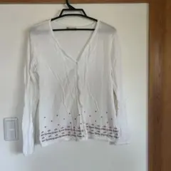 Aylesbury ホワイト 長袖カーディガン