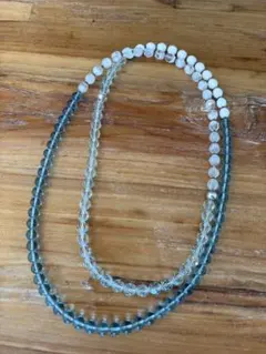 クリア 青色 ビーズ 3連ネックレス