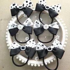 ハンドメイド ヘアゴム グログランリボン バイカラーリボン