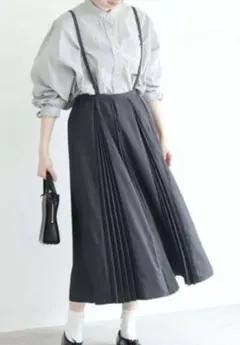 fig London アンブレラスカート サロペット プリーツスカート 黒