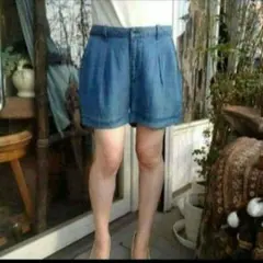 JOHNBuLL　新品タグ付　リヨセル　インディゴ染　加工ショートパンツ日本製M