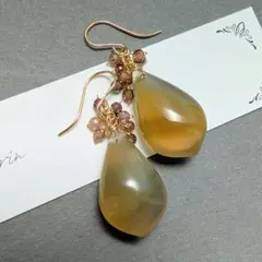 1点物✧︎ぷっくりアゲート スビネルピアス