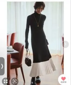 【新品未使用】Mila Owenタートルネックロングリブニットワンピース