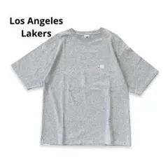 미사용 級✨NBA レイカーズ バック刺繍 ワッペン 半袖 Tシャツ グレー M