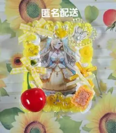 【ハンドメイド】ホイップデコ B8 硬質カードケース さくらんぼイエロー