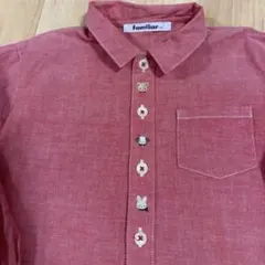 ファミリア 110 長袖シャツ 綿100% 赤チェック 男女兼用