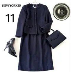 NEWYORKER セットアップ ツイード ブランド名刻印ボタン ネイビー 11
