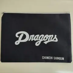 中日ドラゴンズ　フラットポーチ　CHUNICHI SHIMBUN　濃紺　ネイビーのサムネイル