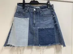 LOWRYSFARM パッチワークデニムミニスカート