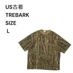 TREBARK ヴィンテージ90s風リアルツリー迷彩総柄 Tシャツ L人気柄