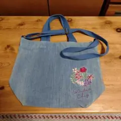 Studio CLIP刺繍デニムショルダーバッグ
