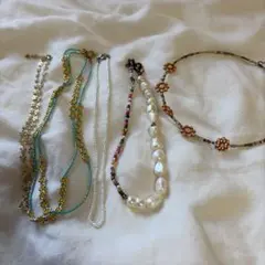 花モチーフ パール ネックレスセット