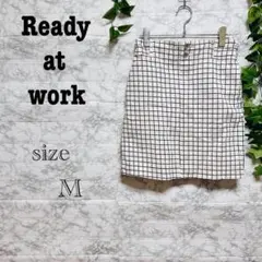 【i28】【Ready at work】　チェック柄ミニスカート 　【M】　膝丈
