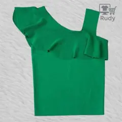 【AZUL】アズール ワンショルダー ニット グリーン フリー y2k