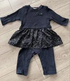 SHIPS ネイビー ドット柄ロンパース 70