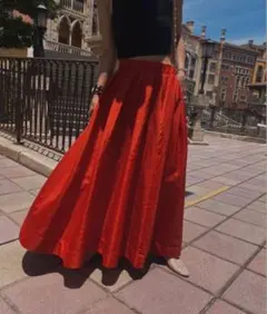 Ameri RANDOM TUCK VOLUME SKIRT レッド　S