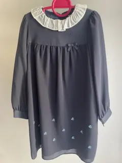 【お値下げ】タグ付き新品未使用！組曲女児ワンピース130 ネイビー