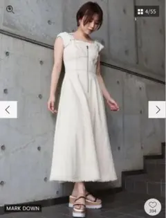 ムルーアサンプル　アイボリー ノースリーブ デニムマキシワンピース