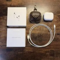 【美品】AirPods3本体 動作良好 付属品全て完備 レザーケース付き