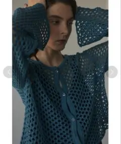 blkbyメッシュニットカーディガン　美品　ブルー