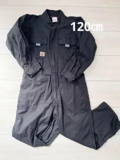 120㎝　SOWA　桑和　キッズ　つなぎ　作業着　オールインワン　黒　綿100%
