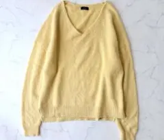 美品　SHIPS シップス フォックスVネックプルオーバー ニット イエロー