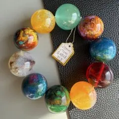 五彩斑斓！超大粒25mm 海柳手作りブレスレット 夜光绿色珠付き