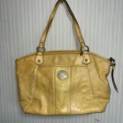 #1088 COACH シグネチャーステッチ レザー バッグ イエロー系 カバン