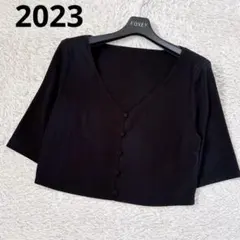 美品✨フォクシー VIENNE カーディガン 2023年 ショート丈 40 黒のサムネイル