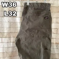 ディッキーズ ダブルニー メキシコ製 ワークパンツ ダック地 茶 38×30