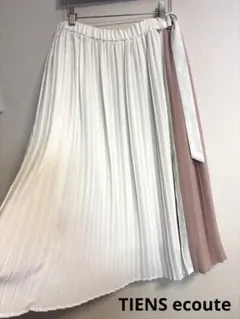 ティアンエクート　プリーツスカートF ホワイト×ピンク
