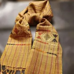 【民族調ストール・スカーフ・イエロー系ストライプ】