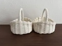 山型ホワイトミニバスケット2個セット　ハンドメイドクラフトバンド