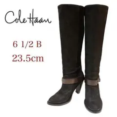 人気✨コールハーン　ロングブーツ　スエード　ベルト　バックル　黒　23.5