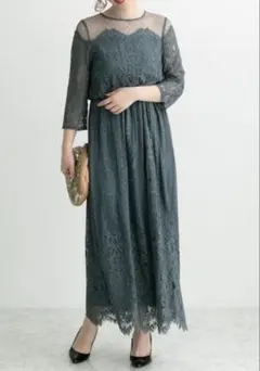 【URBANRESEARCHROSSO】ドットチュールパネルレースワンピ《美品》