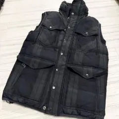 diesel チェック柄 ダウンベスト 黒　ダウン