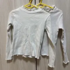 GU 白　ホワイト リブ編み 長袖Tシャツ 110 2点セット