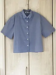 ユニクロ コットンシャツ S ペールブルー