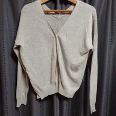 ichiグレー Vネック カーディガン 綿100%