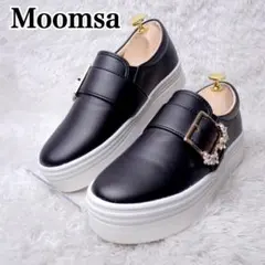 【未使用級✨】スニーカー 厚底 サイドゴア ビジュー スリッポン ストーン