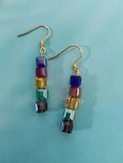 再販♪　残りわずか　嵐　イヤリング　ピアス　推し活　ハンドメイド　ガラスキューブ