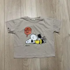 100cm PEANUTS チャーリーブラウン スヌーピー 半袖Tシャツベージュ