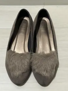 Menue（メヌエ）ファー付きフラットシューズ／ブラウン