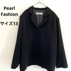 PearlFashion 黒 ジャケット 襟付 ボタン３つ 肩パッド サイズ13