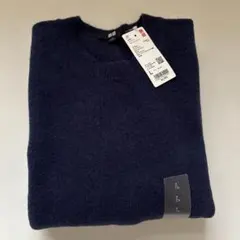 ユニクロ スフレヤーンクルーネックセーター ネイビー サイズL